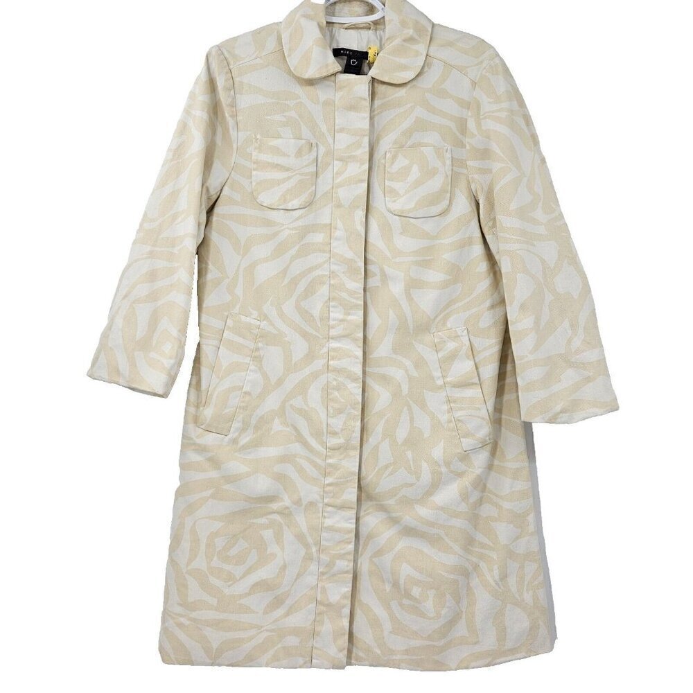 Marc Jacobs Zebra Print Longline Coat Jacket Yellow Beige & White Women's Size M